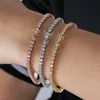 Mode Hip Hop Iced Out Tennis Kette AAA Zirkonia Kupfer Armband Diamant Designer Schmuck Für Männer Frauen 18 Karat Gold Silber Party Geschenk Paar Liebe Armband Ketten