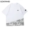 Гондид хип-хоп футболки стритюна Bandana Paisley Pattern Patterwork с коротким рукавом футболки летом мода повседневные хлопковые топы C0315