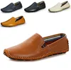 Mens klänning skor avslappnad lyx sommar män loafers split läder moccasins comfy andas glid på båt sko plus storlek 38-47