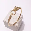 Fashion Leopard Animal Cuff Bangle Paved Aaa Zircon Stone Panther Circle Design Bracelet for Women Wedding Party Jewelry