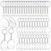 90/120 Pcs Acrylic Keychain Blanks with Key Rings Jump Rings Round Clear Discs Circles Colorful Tassel Pendants G1019