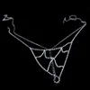 Mesh Hollow Body Chain Jewelry Bikini Summer Shiny Beach Sexy Three Point Rhinestone Nightclub Party Suit Female