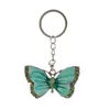 Cristal Animal papillon porte-clés argent mode Vintage strass porte-clés anneaux bijoux cadeau voiture porte-breloques porte-clés