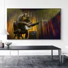 Scimmia Poster Gorilla Stampe animali Immagini Wall Art per soggiorno Pittura su tela Decorazioni per la casa Decorazioni per interni Chitarra musicale