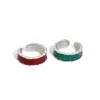 Kikichicc 925 sterling silver 2021 Grön röd öppen justerbar ring oregelbundna geometriska kvinnor mode smycken smycken smycken
