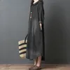 Casual Sukienki Kobiety Vintage Denim Maxi Dress 2021 Wiosna Lato Z Długim Rękawem Loose Boho Kaftan Jeans Robe Tunika Plus Rozmiar