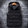 Ymwmhu 6XL Men Vest Solid Casual Autumn Hooded Sleeveless Jackets Fashion Male Waistcoat Winter Vest Plus Size Work Clothes Men 211104