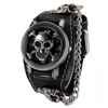 Wristwatches Copper Unique Skull Quartz Punk Watches Luxury Style Heavy Metal Rivet Watch Tide Head Leather Pin Buckle8377777