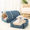 Cawayi Warm Dog Kennel Portable Dog House Semi Closed Big Indoor Space Cosy Sleepin Bed for Small Large Dog Cat French Bulldog 210713