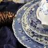 Piatti Cena classica Piatto blu e bianco piatti in stile British in porcellana per zuppa di zuppa piatti tazza per pizza