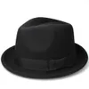 男性女性Fedora Hats Trilby Sunhatsパナマキャップクラシアルレトロジャズ屋外旅行パーティーストリートスタイル冬暖かいL