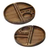 Round Shape Wooden Rolling Tray Household Smoking Accessories With Groove Diameter 218 MM Natural Wood Tobacco Roll Trays Cigarette