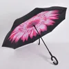 Składany odwrotny parasol 52 style Dwuwarstwowa odwrócona długa wiatroszczelna samochodowa deszcz samochodu C-hak uchwyt parasole DH8975