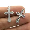 Lotto 100 pezzi Gesù Croce argento antico charms pendenti Gioielli fai da te per collana braccialetto orecchini stile retrò 24 * 15mm DH0859