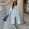 Kvinnors Trench Coats Women Coat Windbreaker Vit Dubbelbröst Koreansk stil Lady Office Med Bälte Kvinnlig Ytterkläder Vår