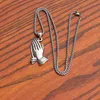 HNSP Pray Hand Buddha Men Pendant Chain Necklace For Male Hip Hop Lucky Jewelry G1206