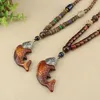 Pendentif Colliers Fait Main Vintage Talisman Ethnique Népal Collier Bouddhiste Mala Bois Perlé Poisson Long Déclaration Chandail