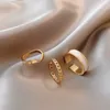 3PCS Set Set Gold Color Email Chains Open Ring Adjustable Set pour femmes Girl Gothic Anneaux Party Mariage Coréen Jewelry 2021203E