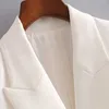 Col cranté à manches longues manteau décontracté vêtements d'extérieur poche tenue de bureau veste femme femmes Double boutonnage blanc Blazer manteau X0721