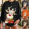 Pulls pour femmes Pull Femme Femmes Noël Impression Elk Deer Sweat-shirt à manches longues Dames Jumper Casual Lâche Hiver Automne