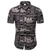 Fritidsskjortor för män 2021 sommarblommaskjorta Mode Slim Fit Kortärmade Toppar Man Hawaii Kläder Trend Man Blommig
