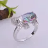 Silver Plated Elephant Ring Austrian Rainbow Crystal Rhinestone Jewelry For Women Luxury Wedding Rings Romantic Christmas Gift