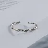 100% 925 Sterling Silver Ring For Women Vintage Style Tiny Twist Weave Geometric Finger Rings Open Size