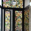 Fancy-fix witrażowy folia, statyczna folia samoprzylepna Dekoracyjne winylowe okno Szkło Vintage Decor, Naklejki Okno Prywatność 210317