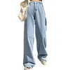 Jeans feminino Anti-rugas feminina fabulosa streetwear Lady Loose Women Pants Color Sólida para a Escola