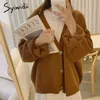 Syiwidii Cardigans tricotés surdimensionnés Femmes Harajuku Brown Pull Automne Hiver Coréen Tops Casual Vintage Noir Manteau chaud 210914