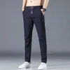 Jantour Summer Men's Casual Pants Men Trousers Male Pant Slim Fit Work Elastic waist Light Thin Cool 210715