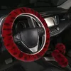 Steering Wheel Covers Winter Imitation Car Cover Plush Pull Handle To Keep Warm Three-piece Set