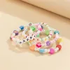 2021 kpop imitação pérola coração pulseira de flores para as mulheres amizade pulseras strand charme frisado elástico corda jóias