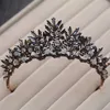 Baroque Bronze Black Red Crystal Beads Bridal Tiaras Diadem Pageant Crown for Bride Headband Wedding Hair Accessories 210616