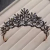 Baroque Bronze Preto Vermelho Cristal Grânulos Bridal Tiaras Diadem Pageant Crown para Noiva Headband Acessórios de cabelo de casamento 210616