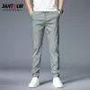 Męskie spodnie Spring Summer Green Solid Color Moda Bawełniana Kieszeń Aplikacja Pełna długość Dorywczo Spodnie robocze Pantalon 210723