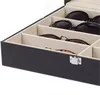 Boîte de rangement de lunettes de soleil avec fenêtre, vitrine de lunettes en cuir imitation, organisateur de rangement, collecteur 8 fentes 45 S2