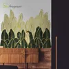 ゴールデングリーンの葉ステッカーホームリビングルームソファーテレビ背景壁の装飾寝室装飾自己接着ステッカー210310
