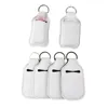 wholesale Party Favor Sublimation Blanks Refillable Neoprene Hand Sanitizer Holder Cover Chapstick Holders With Keychain For 30ML Flip Cap Containers DH970