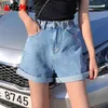 Garemay Damen Denim Shorts Klassische Vintage Hohe Taille Blau Weites Bein Weibliche Caual Sommer Damen Jeans Für Frauen 210714