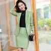 Plus size women's S-4XL high quality female pants suit two-piece Fall plaid ladies jacket Slim skirt trousers 210527