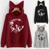 Bayan Kedi Uzun Kollu Hoodie Kazak Kapüşonlu Kazak Tops Bluz kadın Kazak Bluz Kulakları Ile Polerononlar L0821 201102