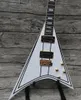 Promotion! Jack son Exclusif Randy Rhoads RR 1 Noir Pinstripe Blanc Flying V Guitare Électrique Matériel Doré, Incrustation de Bloc, Cordier Tremolo