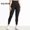 SALSPOR entraînement femmes Fitness Leggings avec poche taille haute bout à bout Legging Puhs Up Sexy noir Activewear athlétique 211215