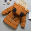Małe dzieci zimowe ciepłe bawełniane płaszcz bawełniane chłopcy dziewczyny zagęszczające z kapturem cute wiatrówka dla malucha cartoon strój niemowlęcia 211222