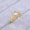 Bröllopsringar Party Fashion Jewelry Gold-Color White Cubic Zirconia Crystal Romantic Ring for Women Anniversity Engagement Gifts