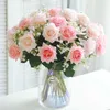11 unids/lote de flores artificiales rosas, flores rosas de tacto Real, decoraciones para el hogar para fiesta de boda o ramo de cumpleaños 210624