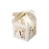 Gift Wrap 100PcsSet Wedding Favors Boxes HollowOut Paper Candy Box With Ribbon Bridal Baby Shower Decoration Supplies5914855