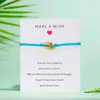5 cor fazer um desejo amor coração cartão shell weave pulseiras ajustáveis ​​mulheres meninas relacionamento pulseira sorte amizade jóias