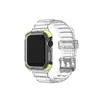 Siamese Transparent Rem och Case for Apple Watch Bands 44mm 42mm 40mm 38mm Anti-Fall ShockoProof Sport Wrsitband Armband Iwatch Series SE 6 5 4 3 Watchband